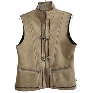 Woolrich Women’s Faux Suede Khaki Lined Vest - size M
